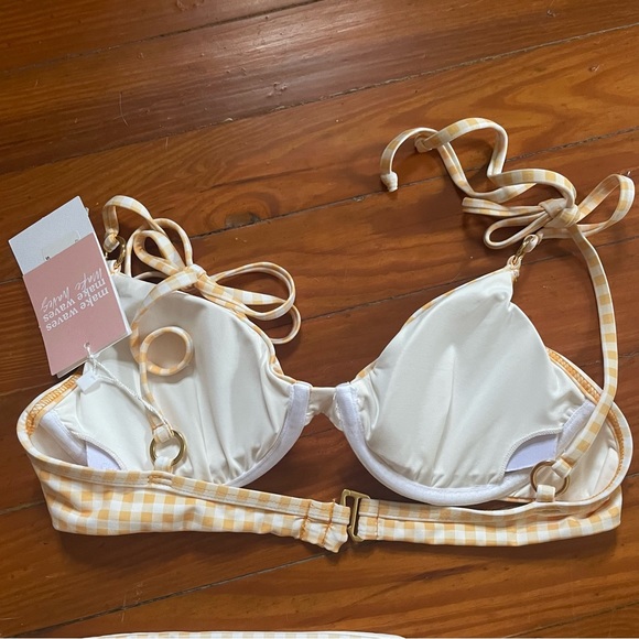 Dippin Daisys yellow gingham bikini Elise top XS and Seashore bottoms S NWT - Picture 5 of 9